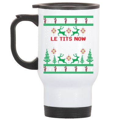 Le Tits Now Christmas Let It Snow Ugly Sweater Party Gift Stainless Steel Travel Mug