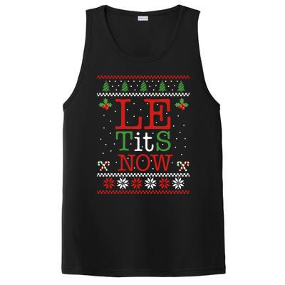 Le Tits Now Christmas Let It Snow Ugly Sweater Funny Xmas Gift PosiCharge Competitor Tank