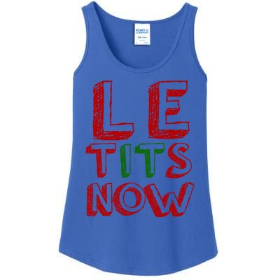 Le Tits Now Funny Christmas Jumper With Let Is Snow Slogan Gift Ladies Essential Tank