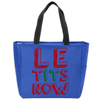 Le Tits Now Funny Christmas Jumper With Let Is Snow Slogan Gift Zip Tote Bag