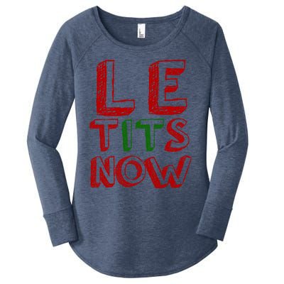 Le Tits Now Funny Christmas Jumper With Let Is Snow Slogan Gift Women's Perfect Tri Tunic Long Sleeve Shirt