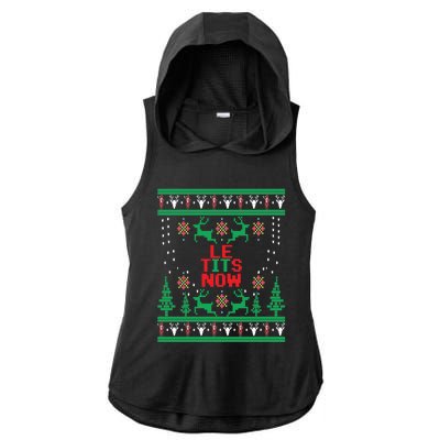 Le Tits Now Christmas Let It Snow Ugly Sweater Party Gift Ladies PosiCharge Tri-Blend Wicking Draft Hoodie Tank