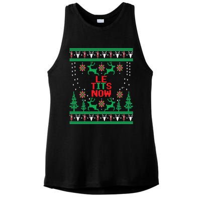 Le Tits Now Christmas Let It Snow Ugly Sweater Party Gift Ladies PosiCharge Tri-Blend Wicking Tank