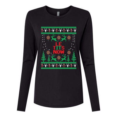 Le Tits Now Christmas Let It Snow Ugly Sweater Party Gift Womens Cotton Relaxed Long Sleeve T-Shirt