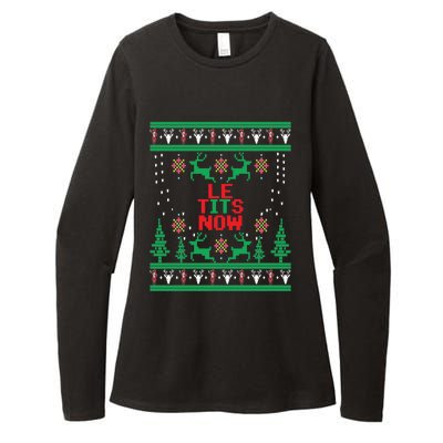 Le Tits Now Christmas Let It Snow Ugly Sweater Party Gift Womens CVC Long Sleeve Shirt