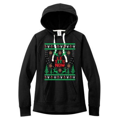 Le Tits Now Christmas Let It Snow Ugly Sweater Party Gift Women's Fleece Hoodie