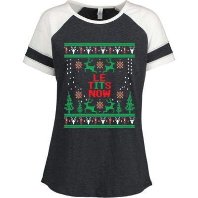 Le Tits Now Christmas Let It Snow Ugly Sweater Party Gift Enza Ladies Jersey Colorblock Tee