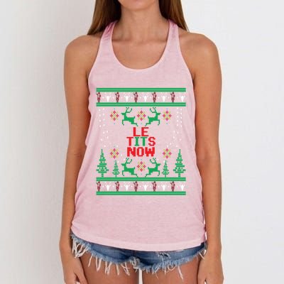 Le Tits Now Christmas Let It Snow Ugly Sweater Party Gift Women's Knotted Racerback Tank