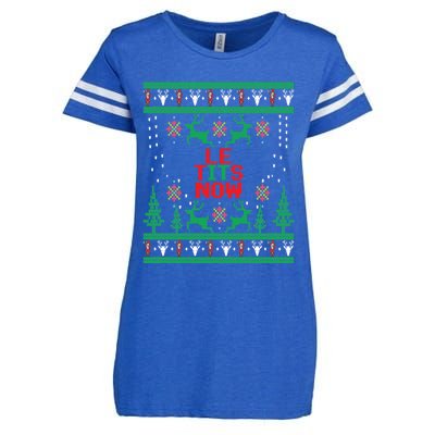 Le Tits Now Christmas Let It Snow Ugly Sweater Party Gift Enza Ladies Jersey Football T-Shirt