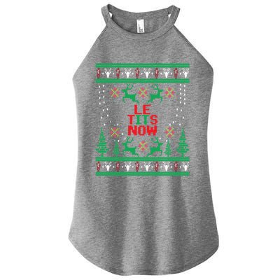 Le Tits Now Christmas Let It Snow Ugly Sweater Party Gift Women’s Perfect Tri Rocker Tank