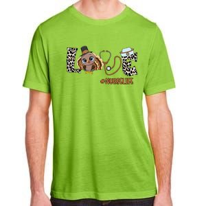 Love Turkey Nurse Life Leopard Nursing Thanksgiving Gift Adult ChromaSoft Performance T-Shirt