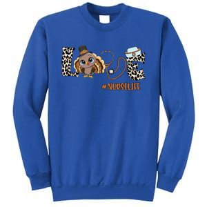 Love Turkey Nurse Life Leopard Nursing Thanksgiving Gift Sweatshirt