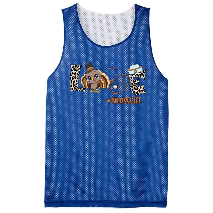 Love Turkey Nurse Life Leopard Nursing Thanksgiving Gift Mesh Reversible Basketball Jersey Tank