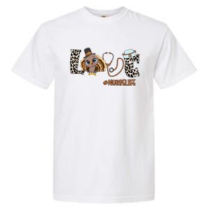 Love Turkey Nurse Life Leopard Nursing Thanksgiving Gift Garment-Dyed Heavyweight T-Shirt