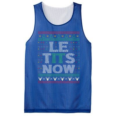 Le Tits Now Christmas Let It Snow Ugly Sweater Funny Party Great Gift Mesh Reversible Basketball Jersey Tank