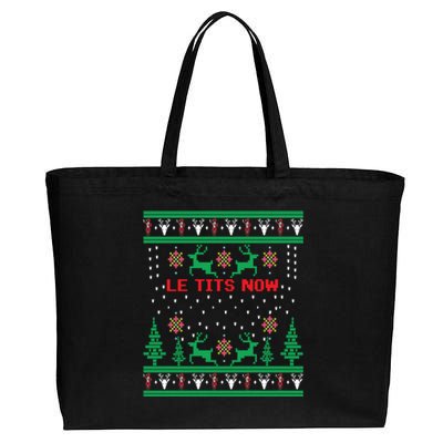 Le Tits Now Christmas Let It Snow Ugly Sweater Party Great Gift Cotton Canvas Jumbo Tote