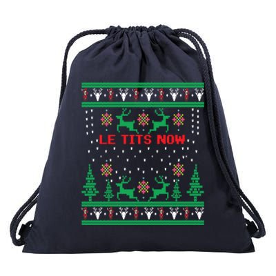 Le Tits Now Christmas Let It Snow Ugly Sweater Party Great Gift Drawstring Bag