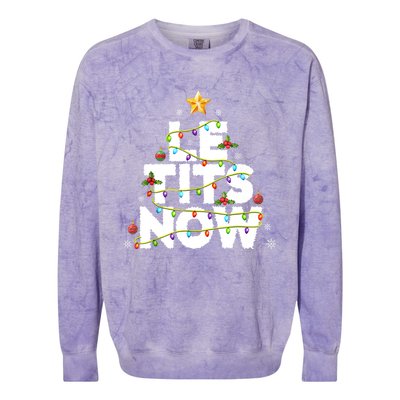 Le Tits Now Christmas Let It Snow Xmas Party Essential Colorblast Crewneck Sweatshirt