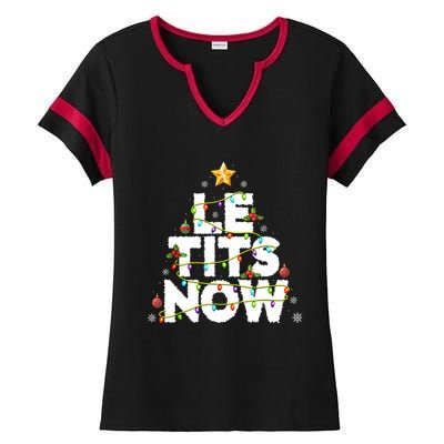 Le Tits Now Christmas Let It Snow Xmas Party Essential Ladies Halftime Notch Neck Tee