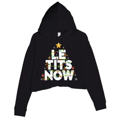 Le Tits Now Christmas Let It Snow Xmas Party Essential Crop Fleece Hoodie