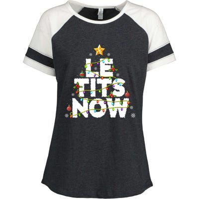 Le Tits Now Christmas Let It Snow Xmas Party Essential Enza Ladies Jersey Colorblock Tee