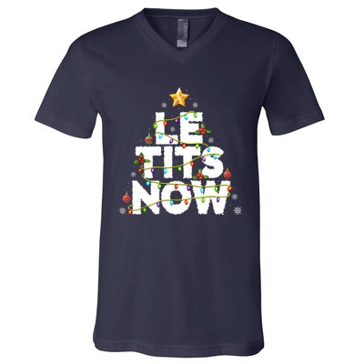 Le Tits Now Christmas Let It Snow Xmas Party Essential V-Neck T-Shirt