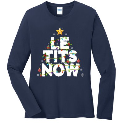 Le Tits Now Christmas Let It Snow Xmas Party Essential Ladies Long Sleeve Shirt