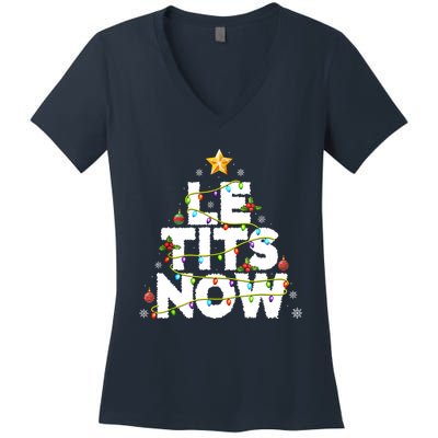 Le Tits Now Christmas Let It Snow Xmas Party Essential Women's V-Neck T-Shirt