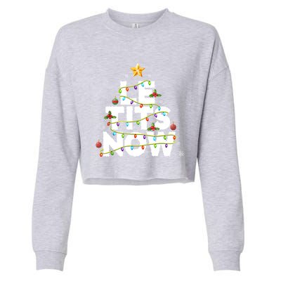 Le Tits Now Christmas Let It Snow Xmas Party Essential Cropped Pullover Crew