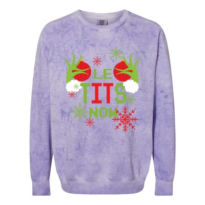 Le Tits Now Christmas Ugly Sweater Classic Colorblast Crewneck Sweatshirt