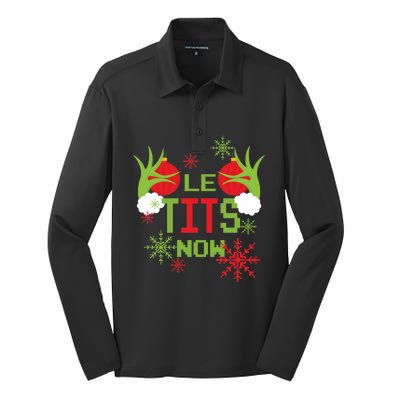 Le Tits Now Christmas Ugly Sweater Classic Silk Touch Performance Long Sleeve Polo