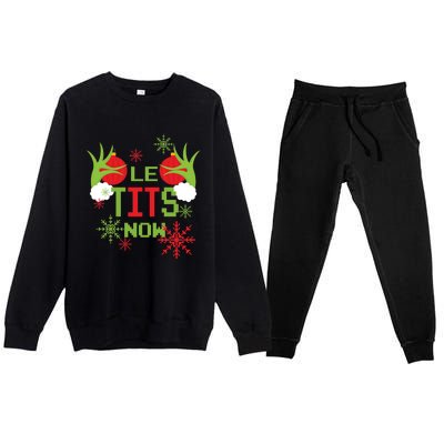 Le Tits Now Christmas Ugly Sweater Classic Premium Crewneck Sweatsuit Set