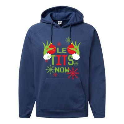 Le Tits Now Christmas Ugly Sweater Classic Performance Fleece Hoodie