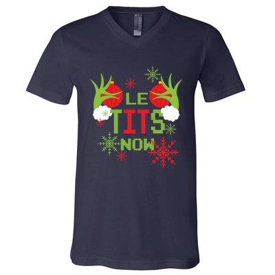 Le Tits Now Christmas Ugly Sweater Classic V-Neck T-Shirt