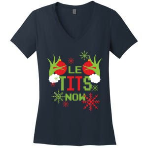 Le Tits Now Christmas Ugly Sweater Classic Women's V-Neck T-Shirt