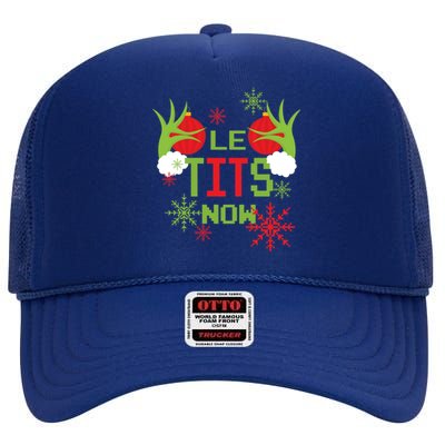 Le Tits Now Christmas Ugly Sweater Classic High Crown Mesh Back Trucker Hat