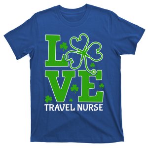 Love Travel Nurse Shamrock Stethoscope Rn St Patricks Day Cute Gift T-Shirt