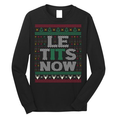 Le Tits Now Christmas Let It Snow Ugly Sweater Funny Party Long Sleeve Shirt