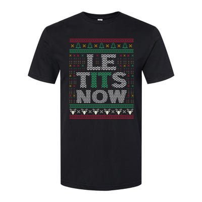 Le Tits Now Christmas Let It Snow Ugly Sweater Funny Party Softstyle® CVC T-Shirt