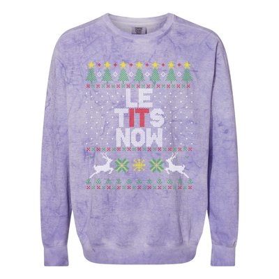 Le Tits Now Christmas Let It Snow Ugly Christmas Sweater Colorblast Crewneck Sweatshirt