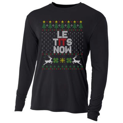 Le Tits Now Christmas Let It Snow Ugly Christmas Sweater Cooling Performance Long Sleeve Crew