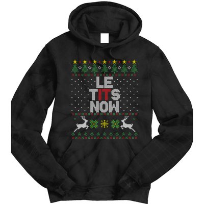 Le Tits Now Christmas Let It Snow Ugly Christmas Sweater Tie Dye Hoodie