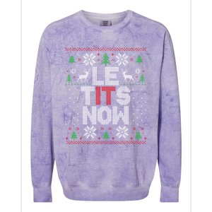 Le Tits Now Christmas Let It Snow Ugly Christmas Sweater Colorblast Crewneck Sweatshirt