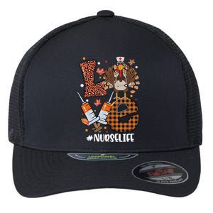 Love Turkey Nurse Life Leopard Thanksgiving Fall Gift Flexfit Unipanel Trucker Cap