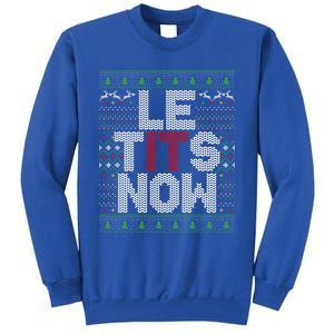 Le Tits Now Funny Christmas Let It Snow Adult Ugly Christmas Gift Sweatshirt