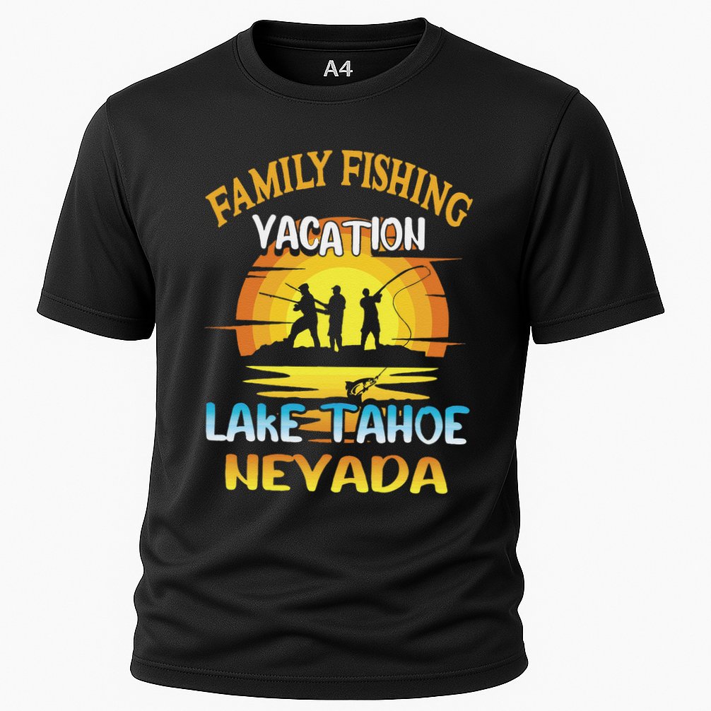 Lake Tahoe Nevada Family Fishing Vacation Sunset Design Cooling Performance Crew T-Shirt
