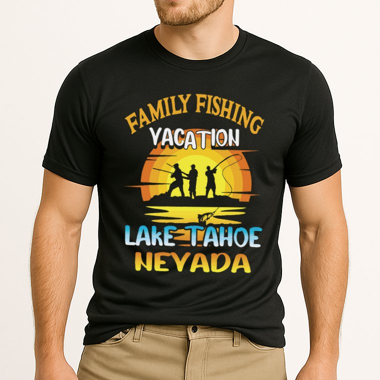 Lake Tahoe Nevada Family Fishing Vacation Sunset Design Cooling Performance Crew T-Shirt