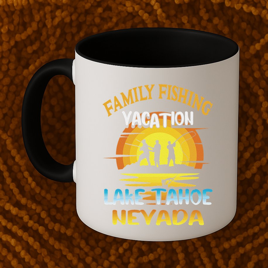 Lake Tahoe Nevada Family Fishing Vacation Sunset Design Mug