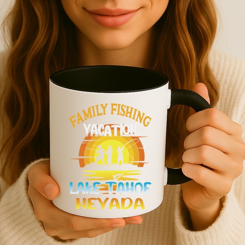 Lake Tahoe Nevada Family Fishing Vacation Sunset Design Mug
