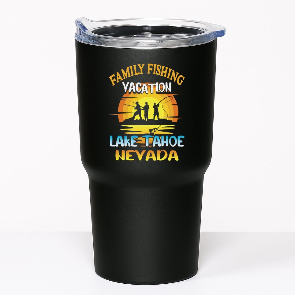 Lake Tahoe Nevada Family Fishing Vacation Sunset Design Tumbler